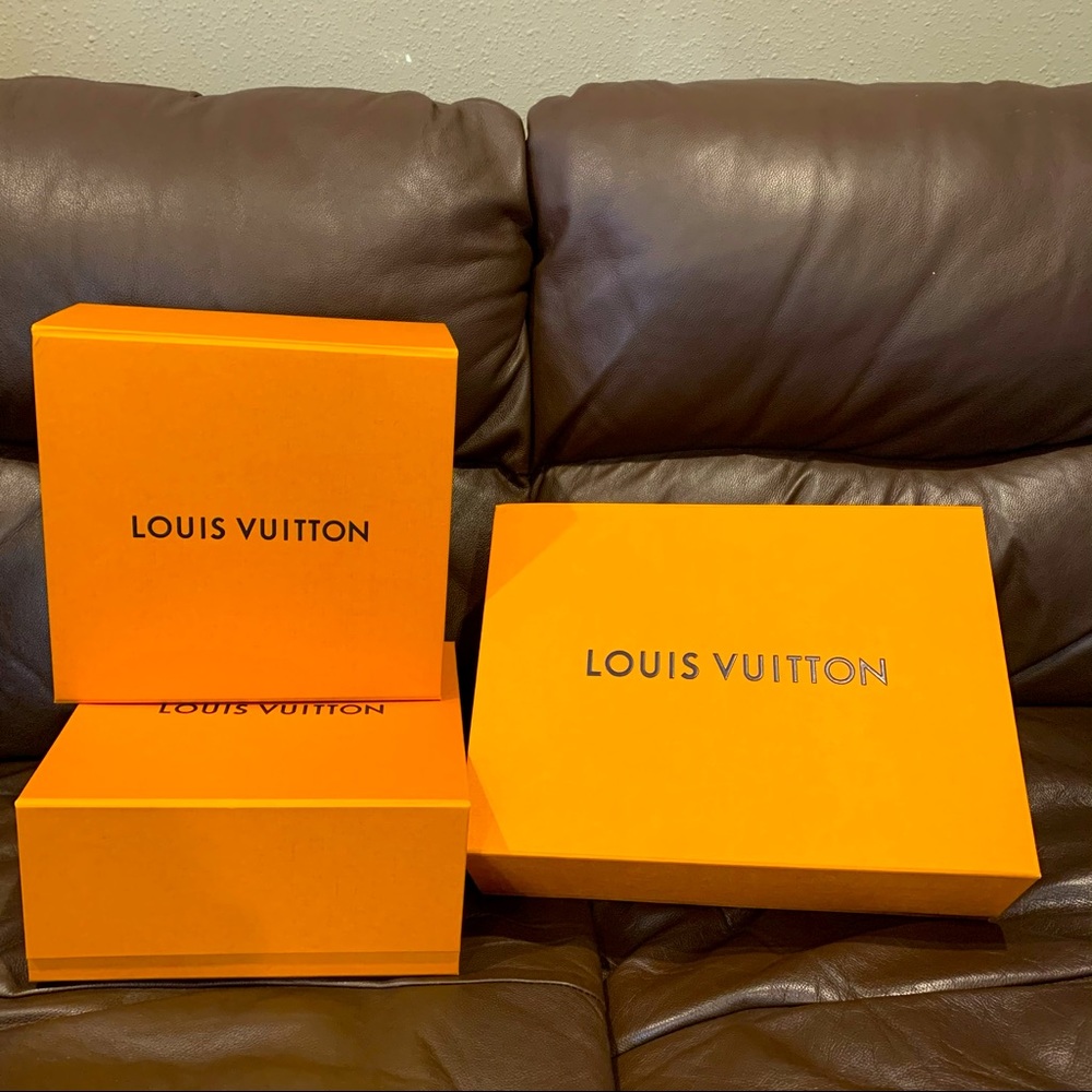 Louis Vuitton bags packing boxes